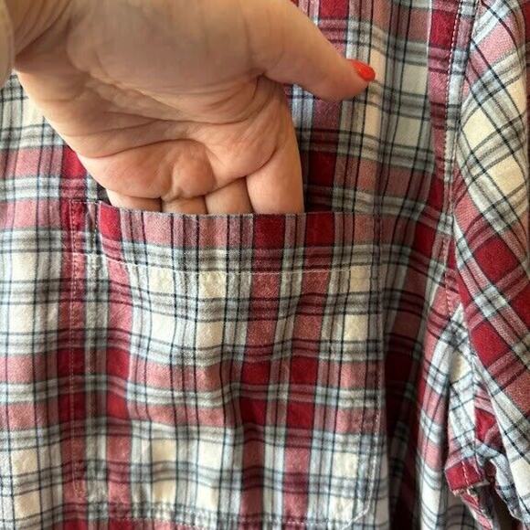 Woolrich Shirt Mens Large Red Plaid Pocketed Button Up Short Sleeve Collared Top - Picture 4 of 6